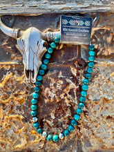 Load image into Gallery viewer, 10MM Green Blue Turquoise Necklace With 10MM Navajo Pearls

