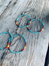 Load image into Gallery viewer, Aqua Fire Color Hoop Earrings
