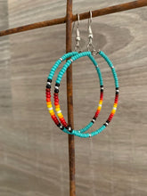 Load image into Gallery viewer, Aqua Fire Color Hoop Earrings
