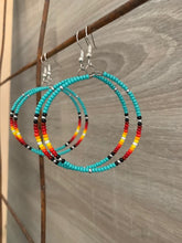 Load image into Gallery viewer, Aqua Fire Color Hoop Earrings
