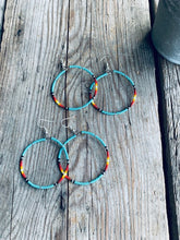 Load image into Gallery viewer, Aqua Fire Color Hoop Earrings
