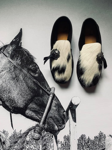 Leather cowhide moccasin